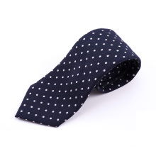 Men Custom Skinny Challis Wool Ties with Navy White Polka Dots